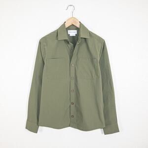 Ministry of Supply Men's XS Pace Poplin Overshirt in Olive Green 2 pocket